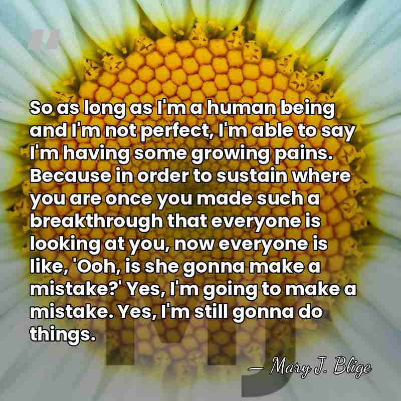 So as long as I'm a human being and I'm not perfect,&hellip; - Mary J. Blige