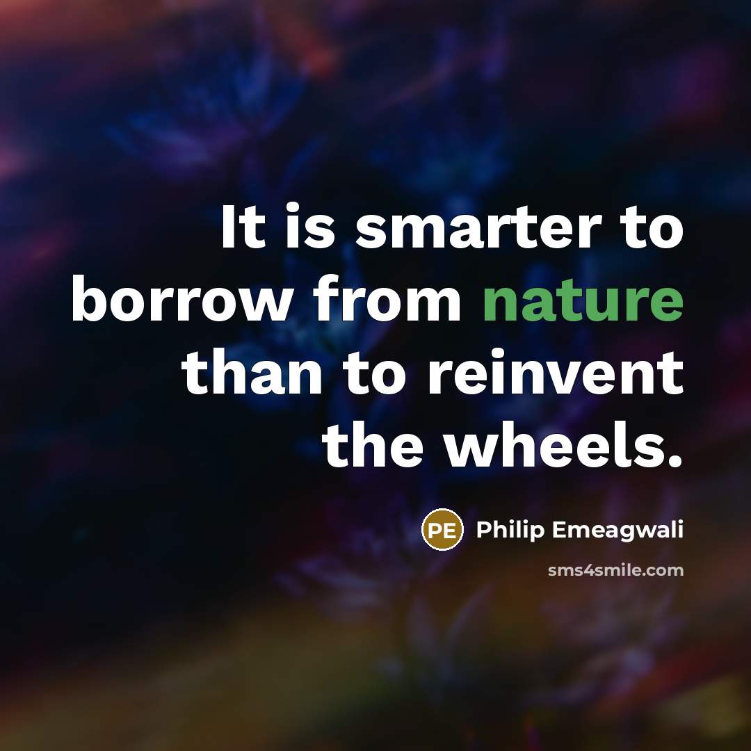 “It is smarter to borrow from nature than to reinvent…” quote by Philip Emeagwali