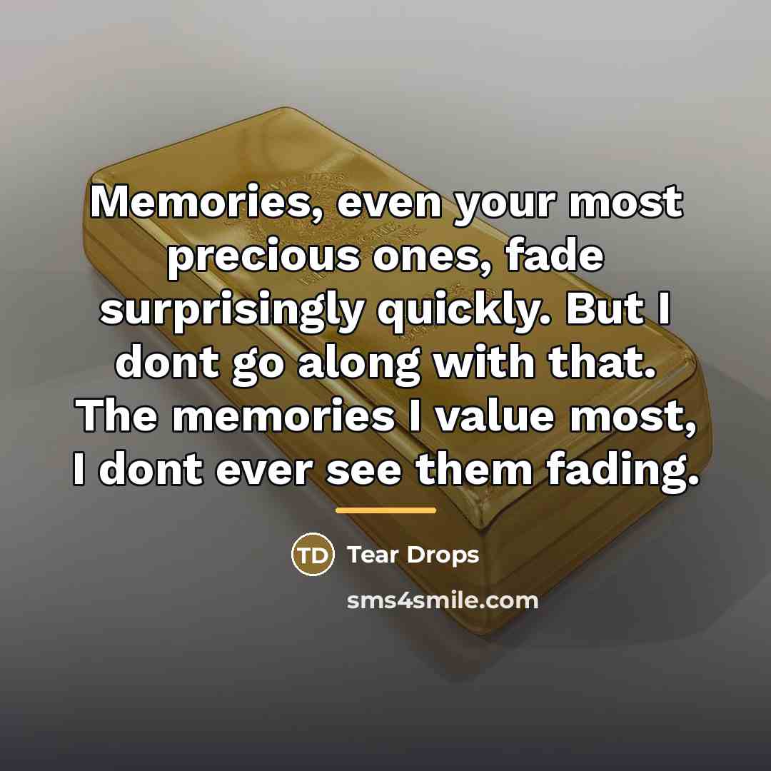 “Memories, even your most precious ones, fade surprisingly quickly. But…” quote by Tear Drops