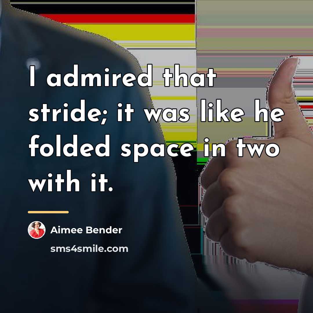 “I admired that stride; it was like he folded space…” quote by Aimee Bender