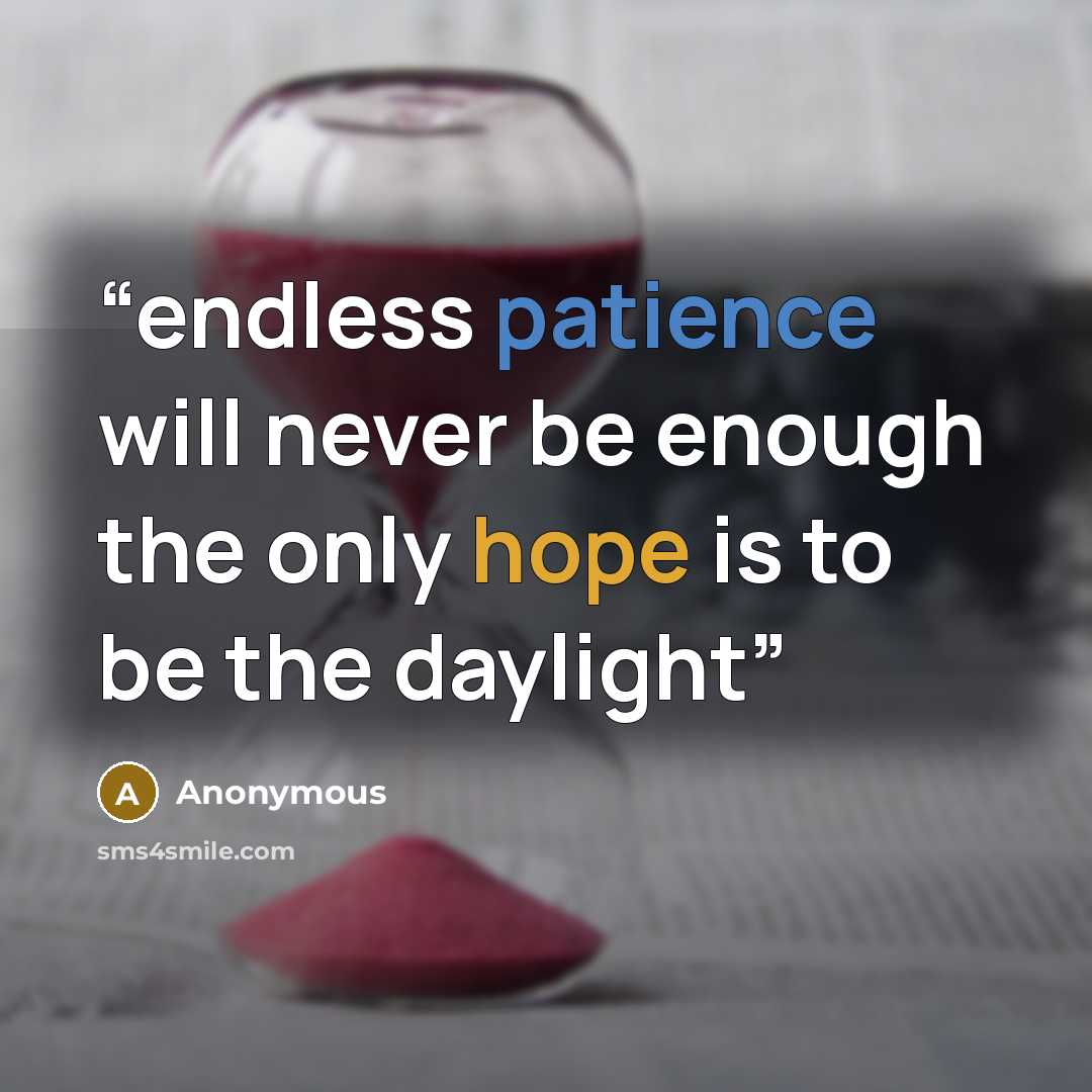 “endless patience will never be enough the only hope is to be the daylight” quote by Anonymous