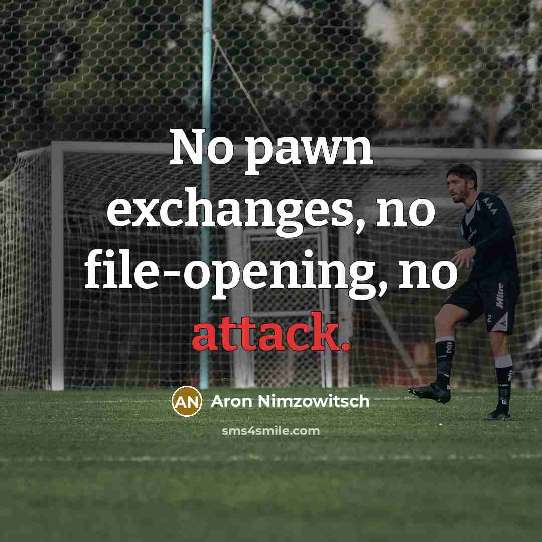 “No pawn exchanges, no file-opening, no attack.…” quote by Aron Nimzowitsch