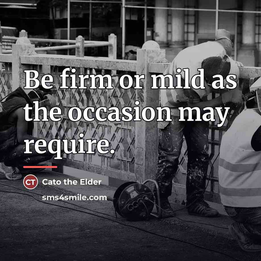 “Be firm or mild as the occasion may require.…” quote by Cato the Elder