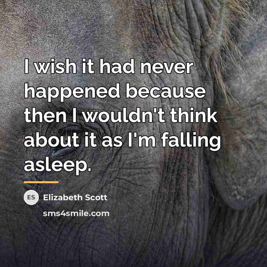 “I wish it had never happened because then I wouldn't…” quote by Elizabeth Scott