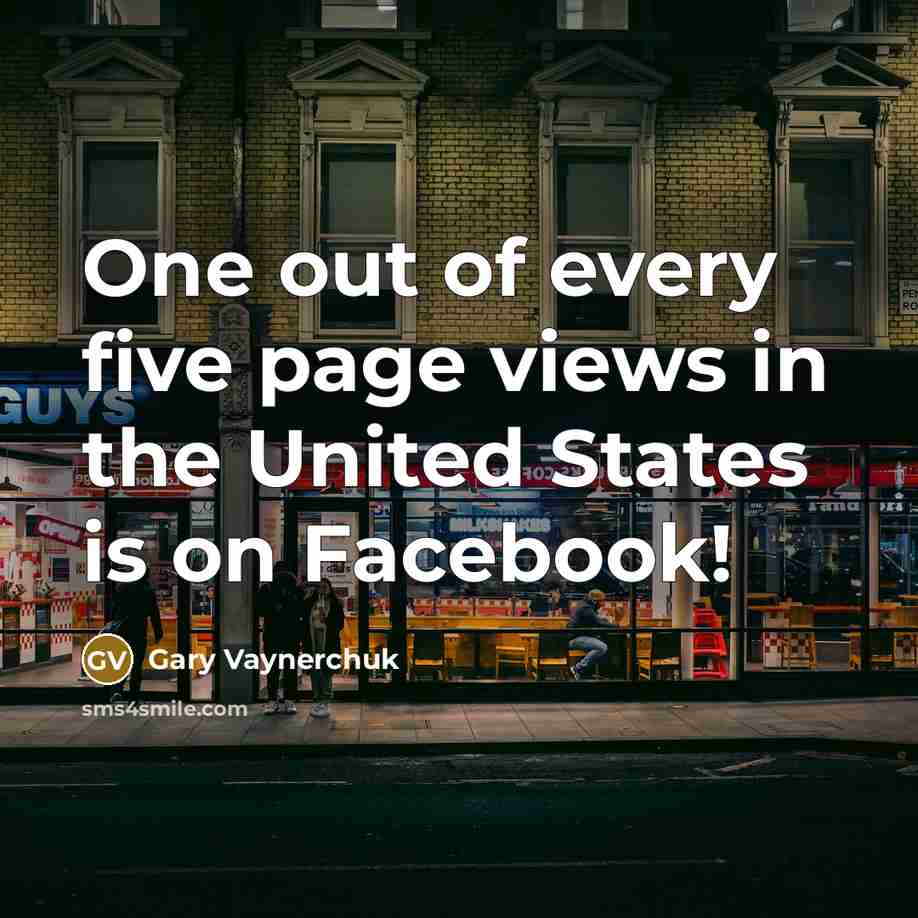 “One out of every five page views in the United States is on Facebook!” quote by Gary Vaynerchuk
