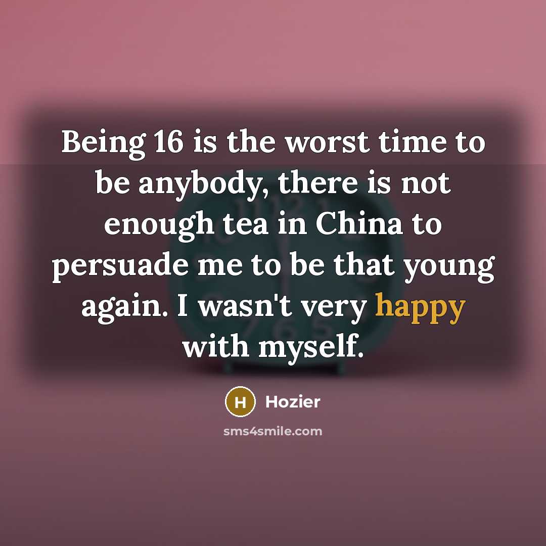 “Being 16 is the worst time to be anybody, there…” quote by Hozier