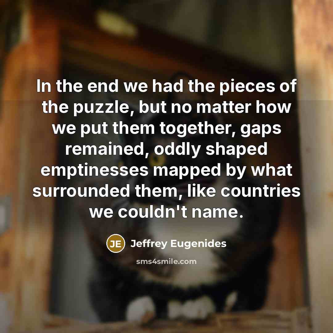 “In the end we had the pieces of the puzzle,…” quote by Jeffrey Eugenides