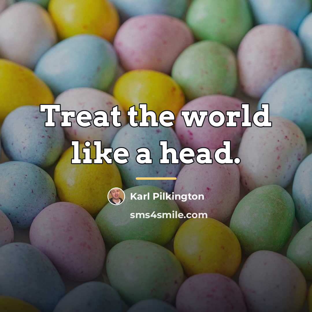 “Treat the world like a head.…” quote by Karl Pilkington