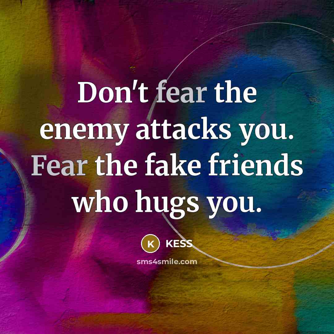 “Don't fear the enemy attacks you. Fear the fake friends…” quote by Kess