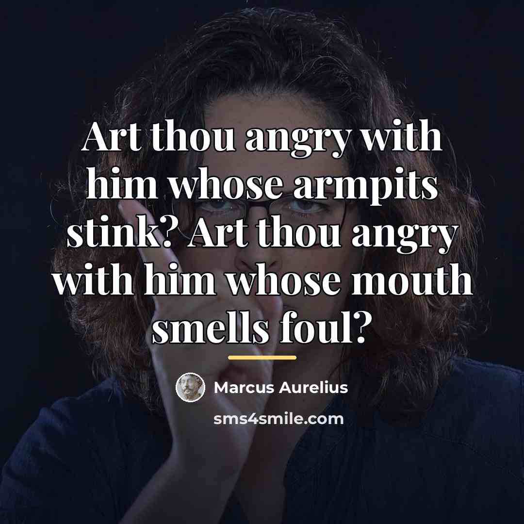 “Art thou angry with him whose armpits stink? Art thou…” quote by Marcus Aurelius