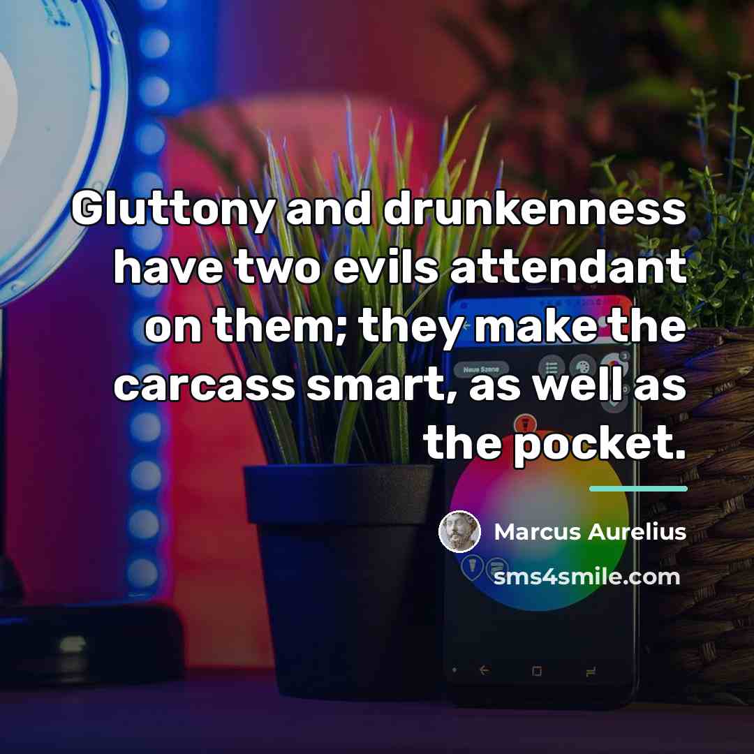 “Gluttony and drunkenness have two evils attendant on them; they…” quote by Marcus Aurelius