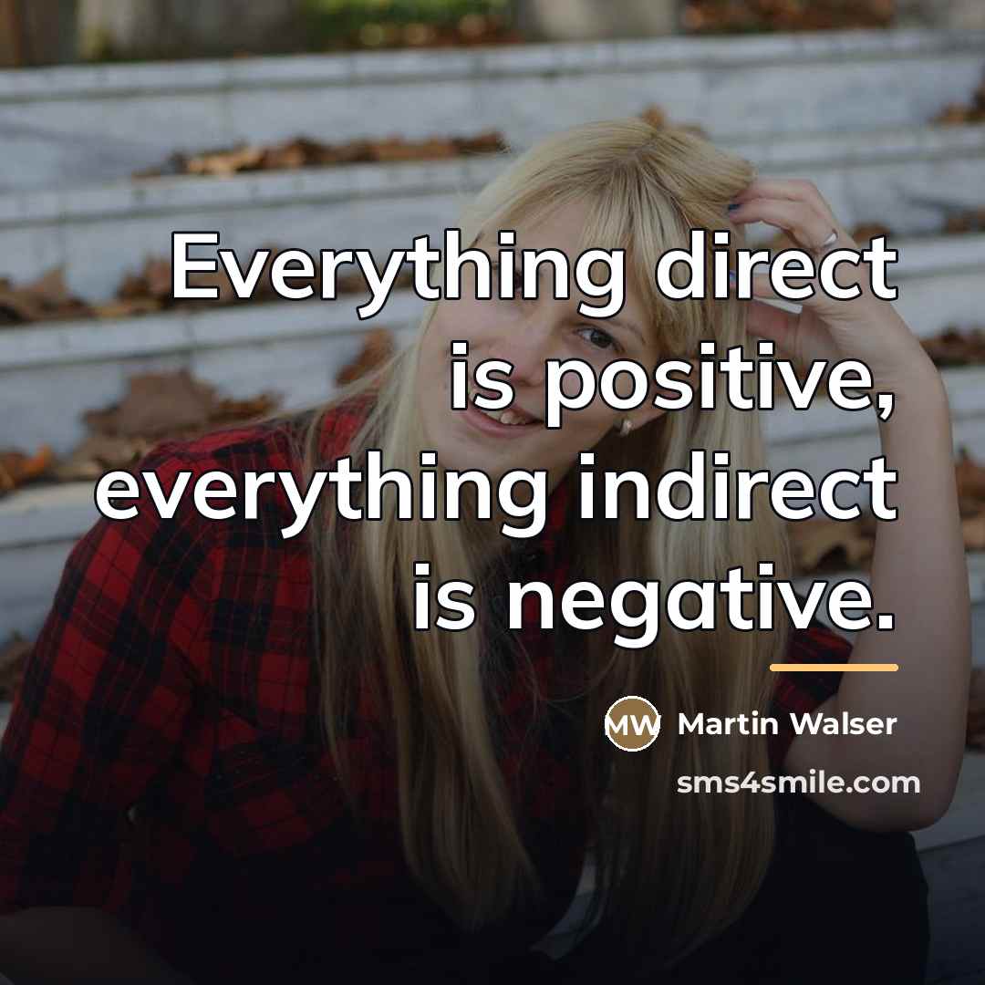 “Everything direct is positive, everything indirect is negative.…” quote by Martin Walser