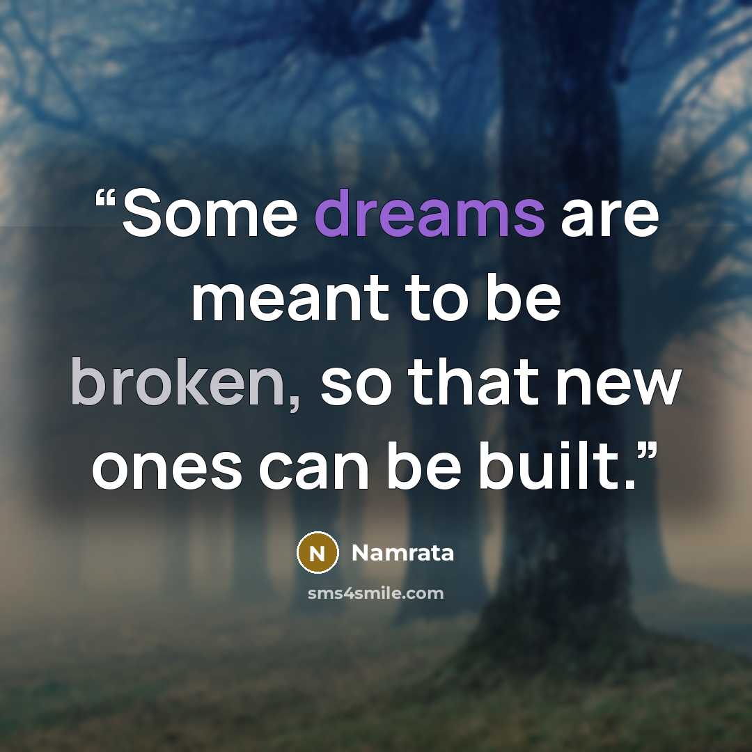 “Some dreams are meant to be broken, so that new ones can be built.” quote by Namrata