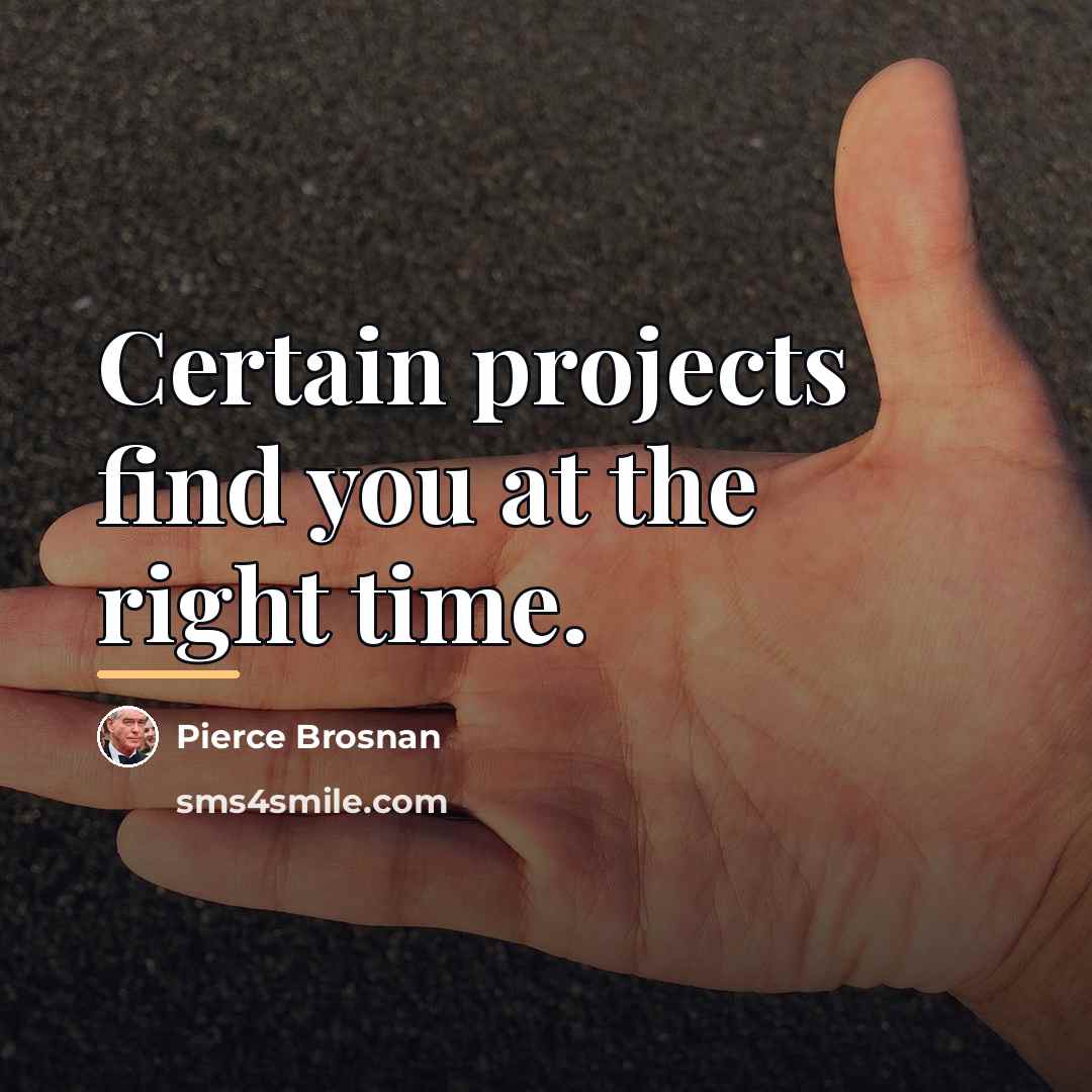 “Certain projects find you at the right time.…” quote by Pierce Brosnan