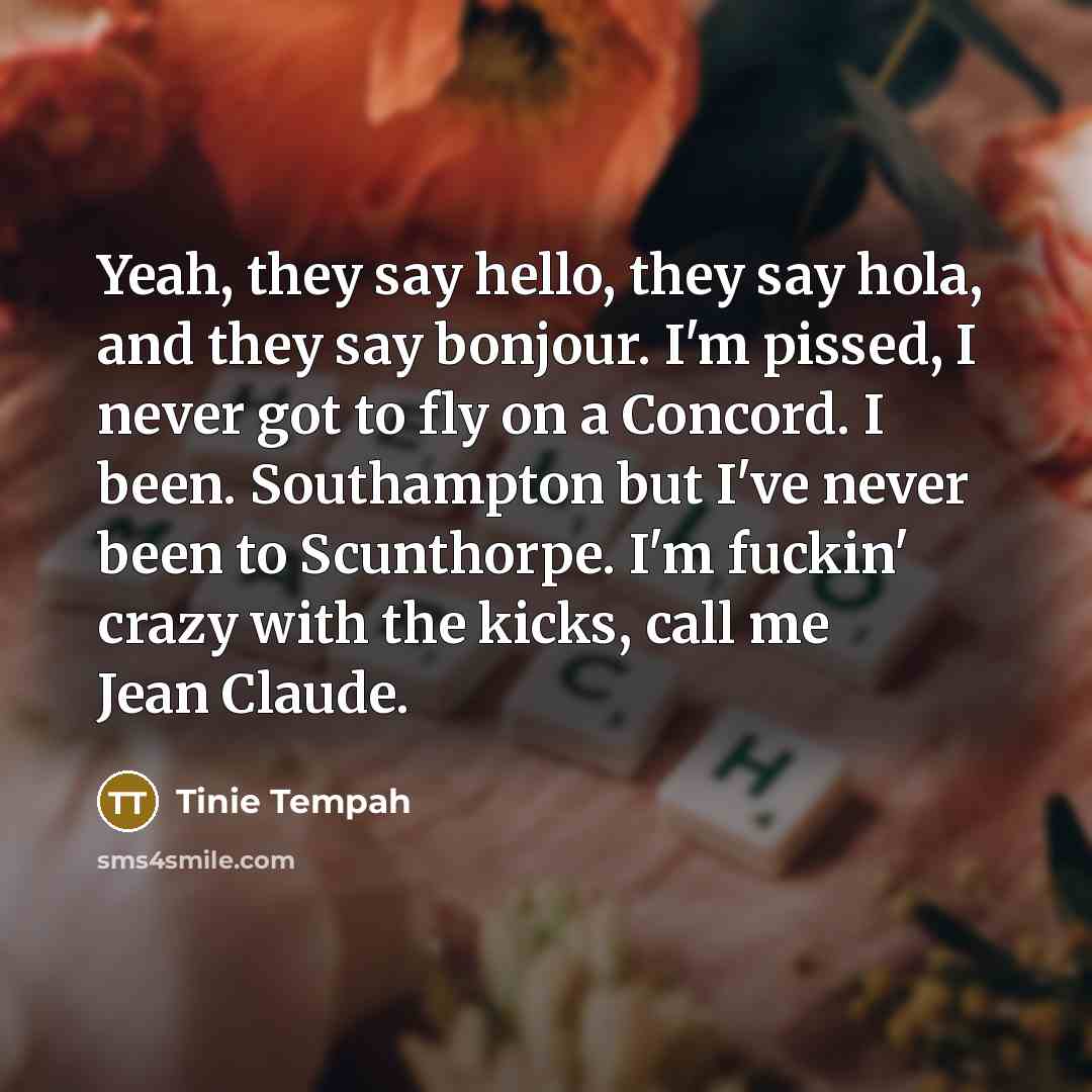 “Yeah, they say hello, they say hola, and they say…” quote by Tinie Tempah