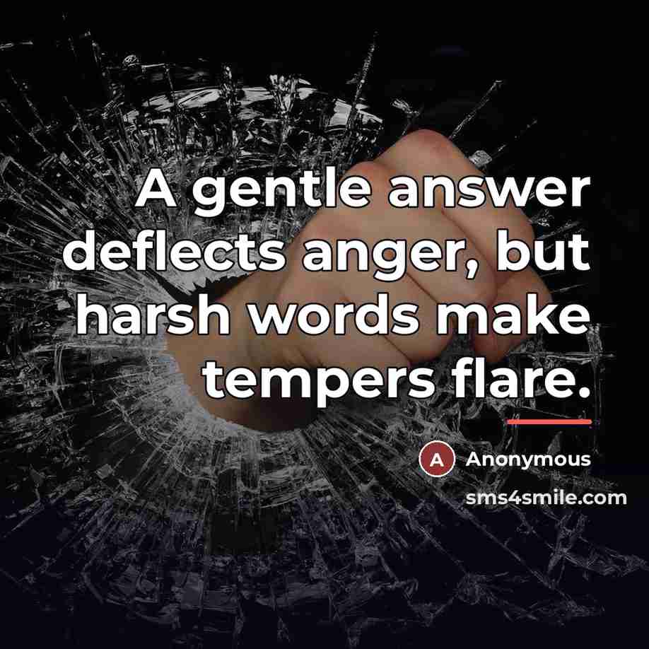 “A gentle answer deflects anger, but harsh words make tempers…” quote by Anonymous