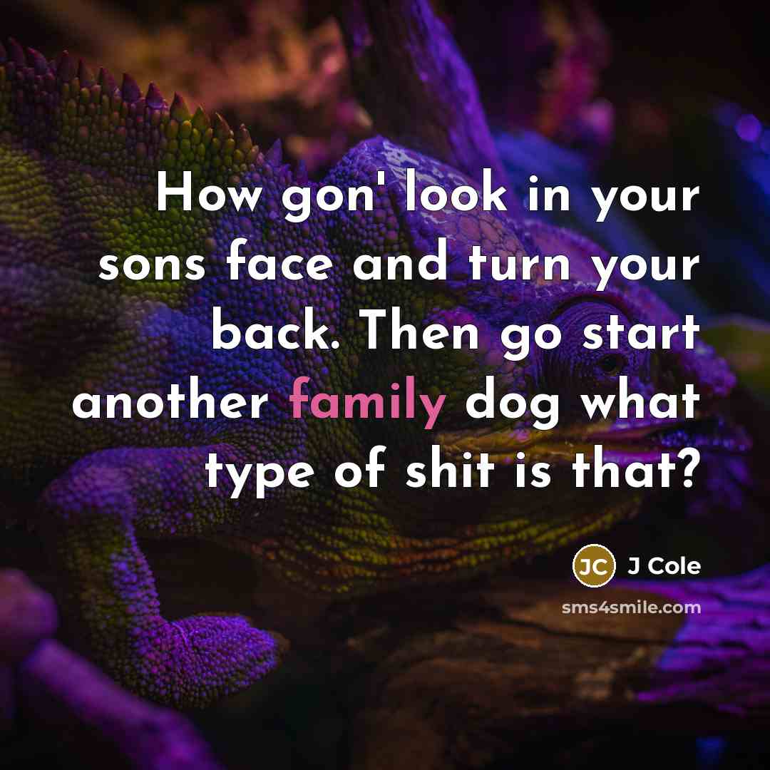 “How gon' look in your sons face and turn your back. Then go start another family dog what type of shit is that?” quote by J Cole