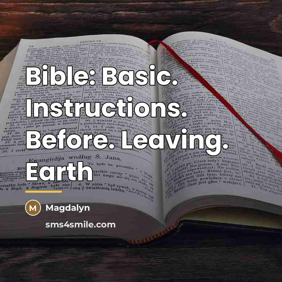“Bible: Basic. Instructions. Before. Leaving. Earth…” quote by Magdalyn