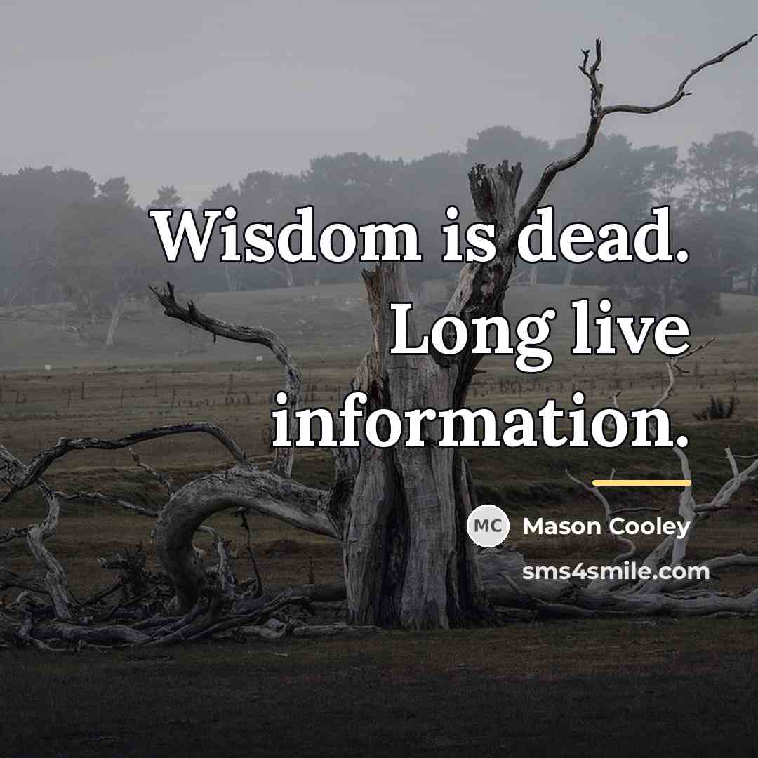 “Wisdom is dead. Long live information.…” quote by Mason Cooley