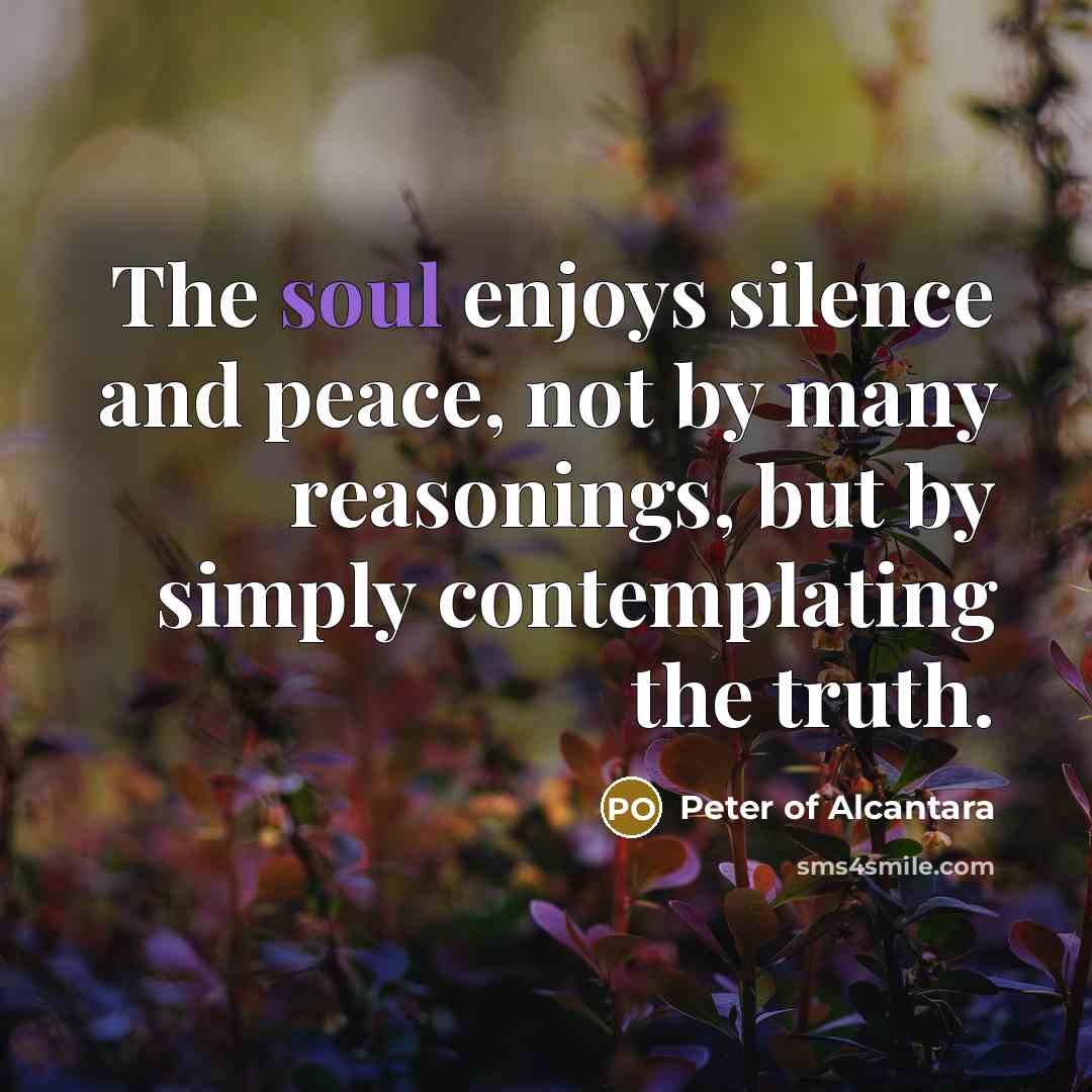 “The soul enjoys silence and peace, not by many reasonings,…” quote by Peter of Alcantara