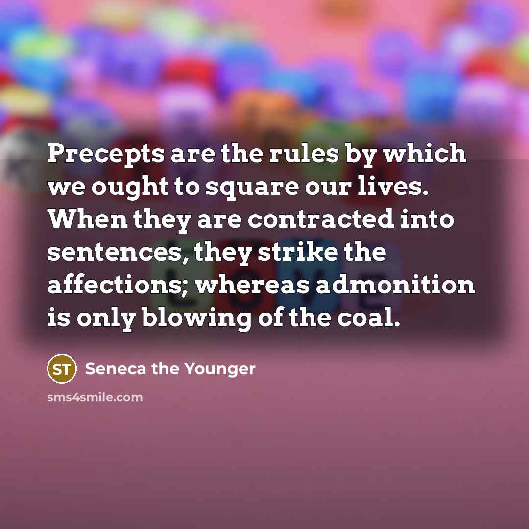 “Precepts are the rules by which we ought to square…” quote by Seneca the Younger