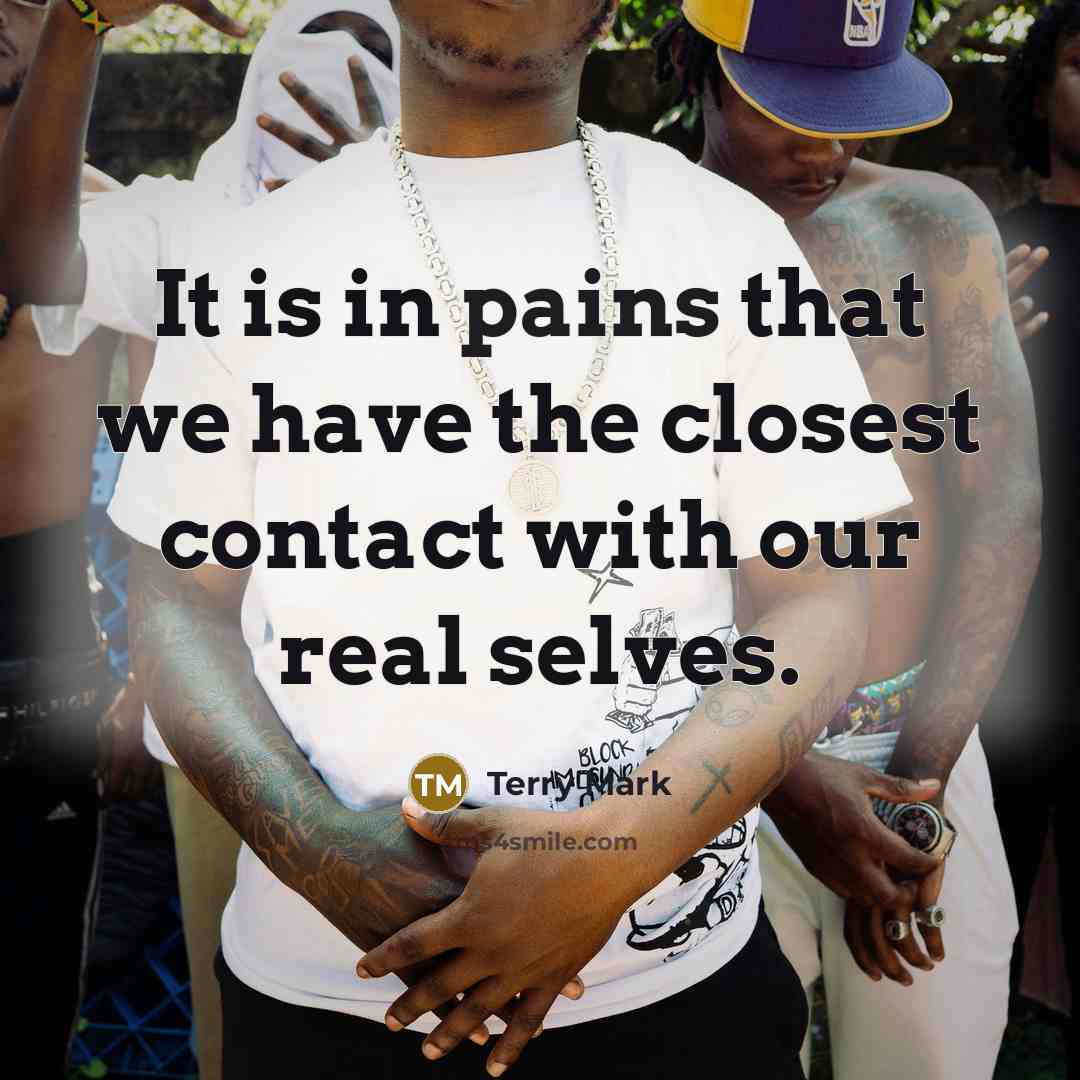 “It is in pains that we have the closest contact with our real selves.” quote by Terry Mark