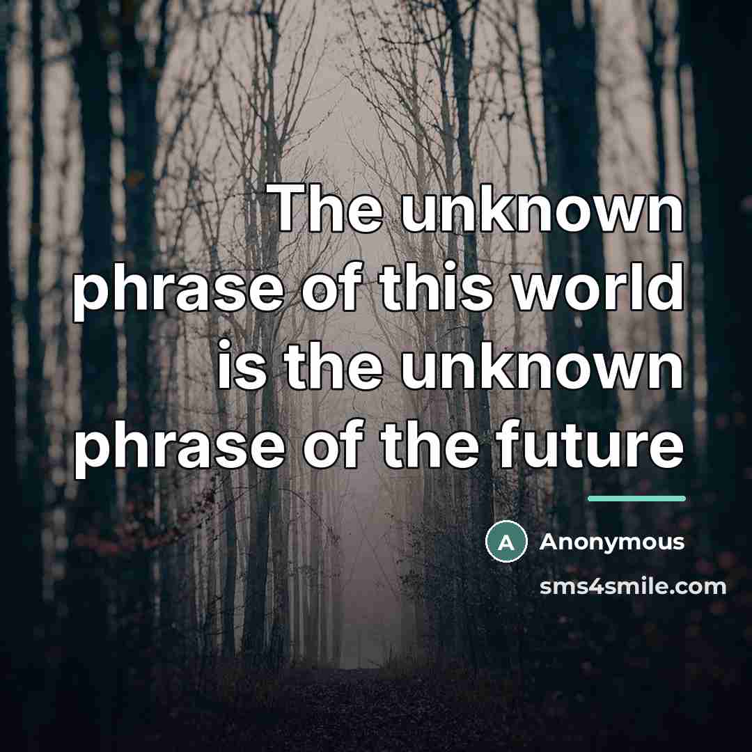 “The unknown phrase of this world is the unknown phrase…” quote by Anonymous