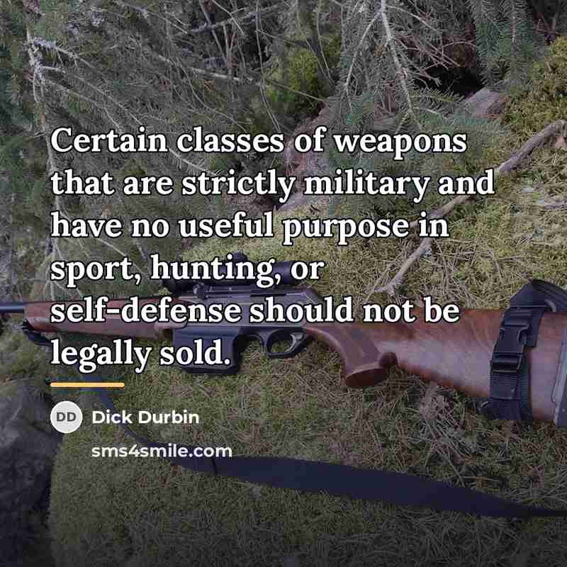 “Certain classes of weapons that are strictly military and have…” quote by Dick Durbin