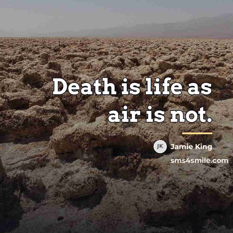“Death is life as air is not.…” quote by Jamie King