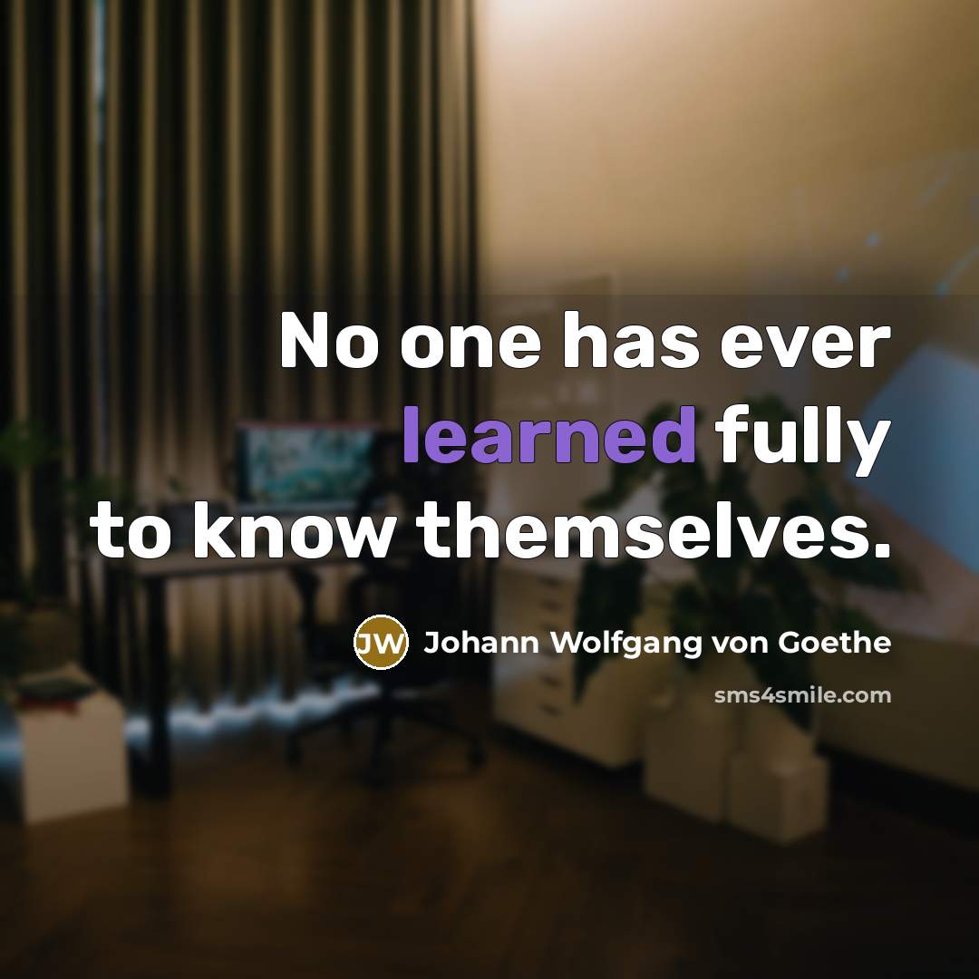 “No one has ever learned fully to know themselves.” quote by Johann Wolfgang von Goethe