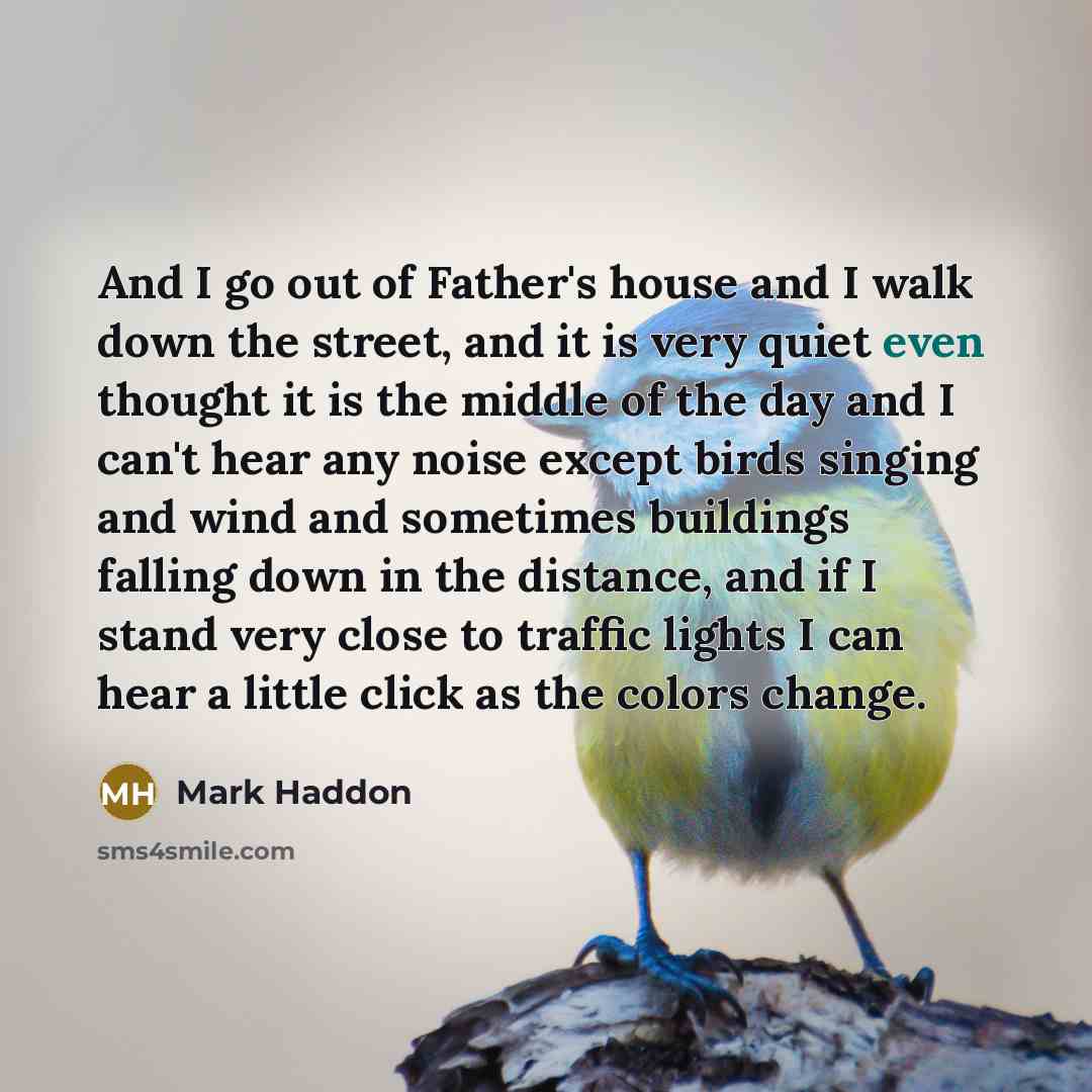 “And I go out of Father's house and I walk…” quote by Mark Haddon