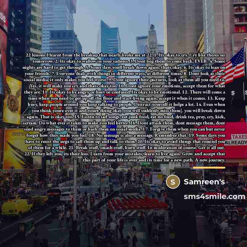 “22 lessons I learnt from the breakup that nearly broke…” quote by Samreen's