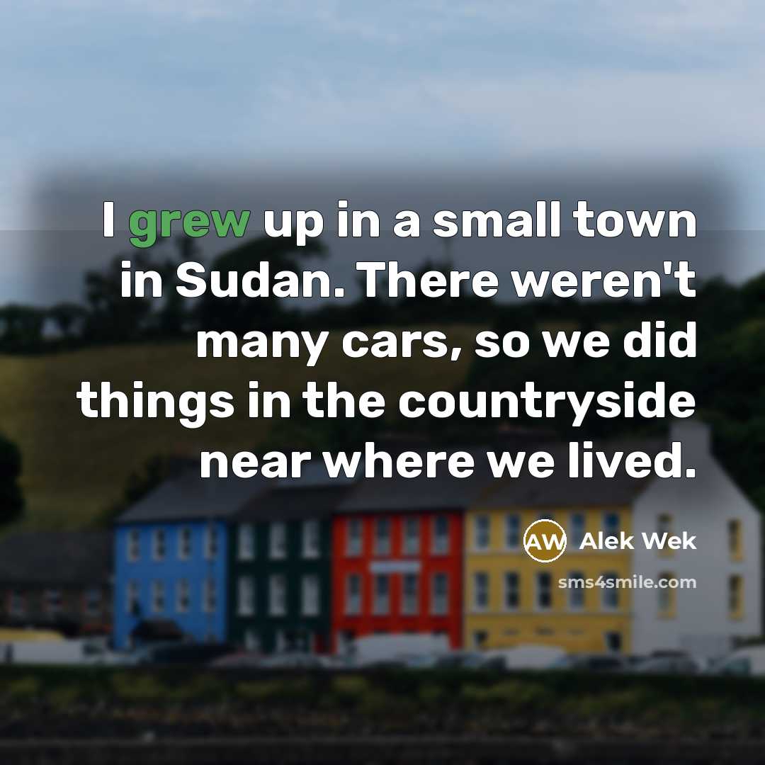“I grew up in a small town in Sudan. There…” quote by Alek Wek