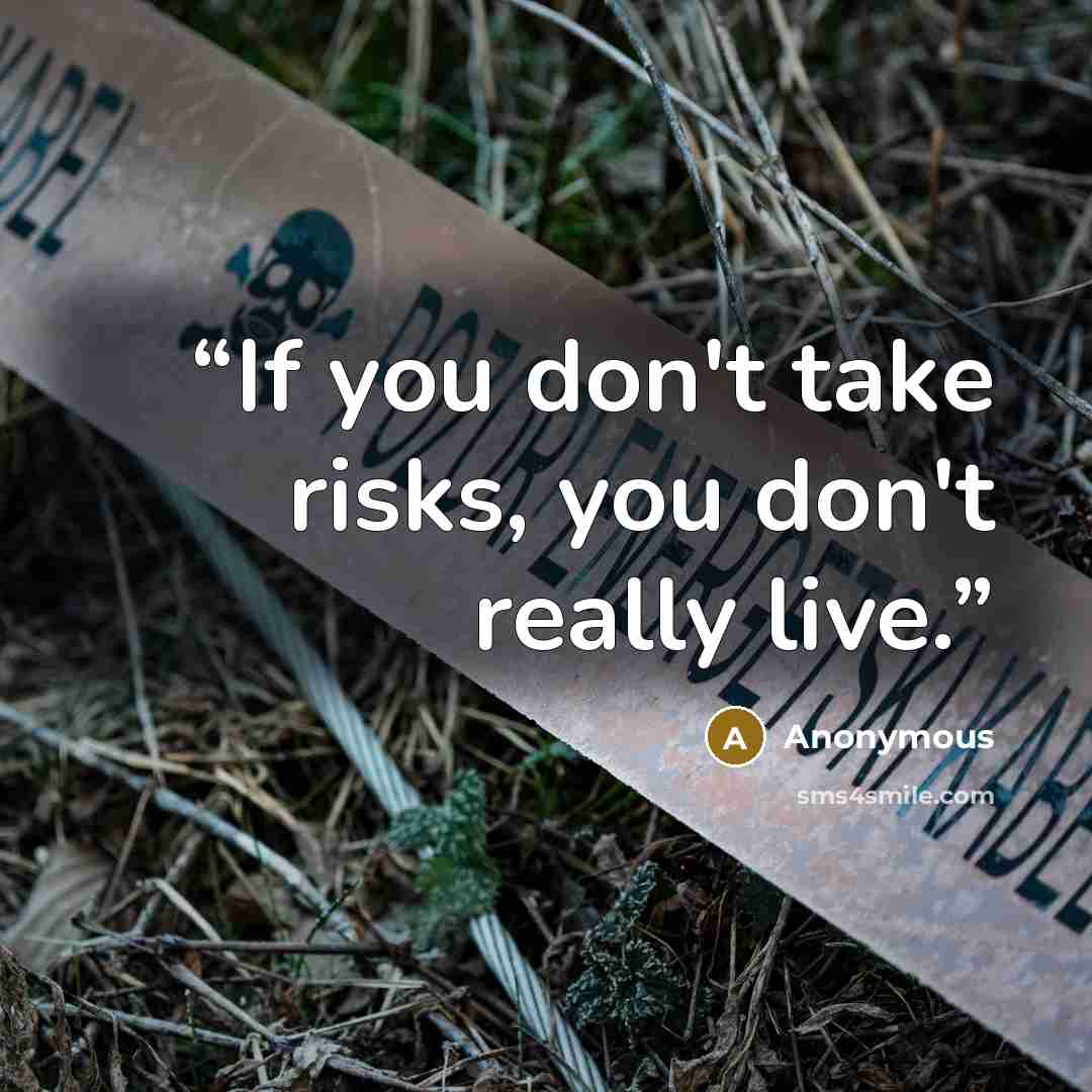 “If you don't take risks, you don't really live.” quote by Anonymous
