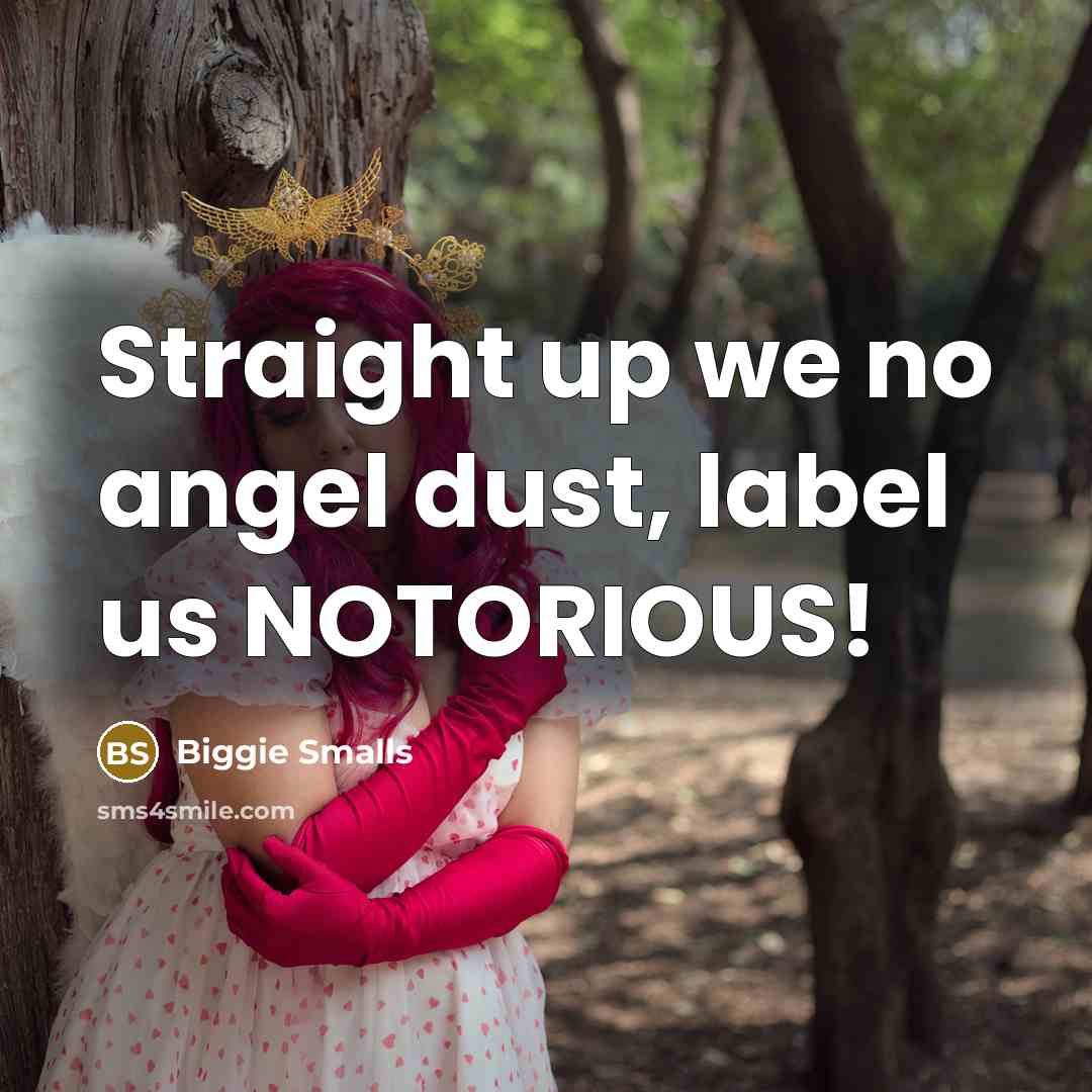 “Straight up we no angel dust, label us NOTORIOUS!…” quote by Biggie Smalls