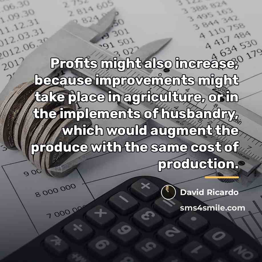 “Profits might also increase, because improvements might take place in…” quote by David Ricardo