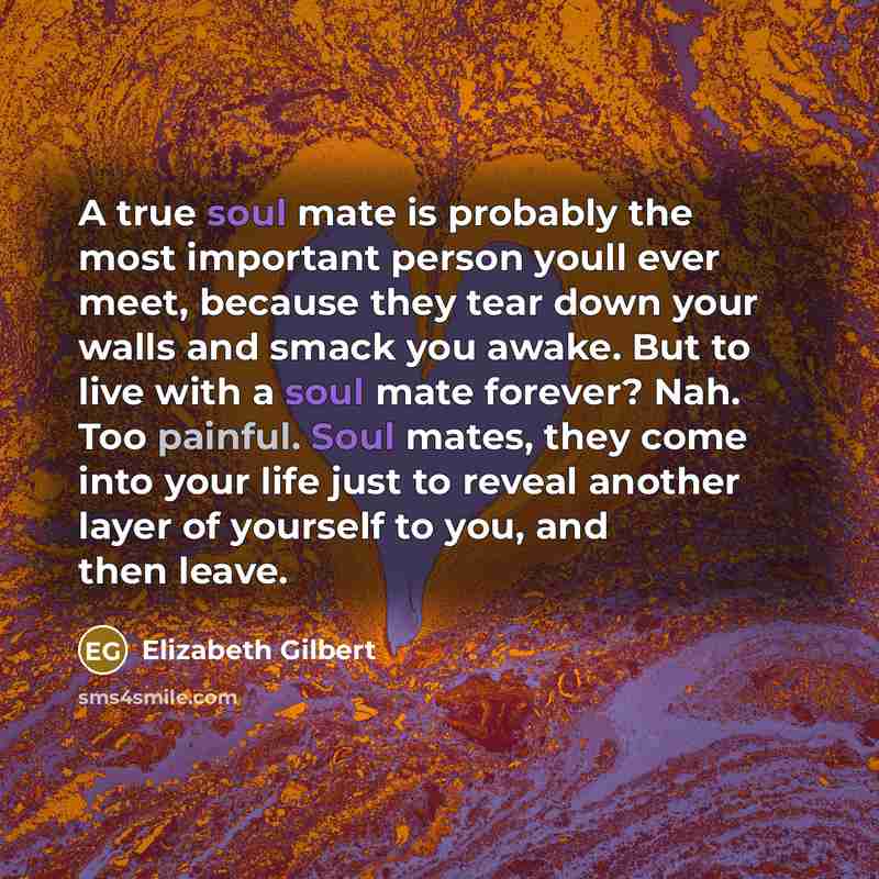 “A true soul mate is probably the most important person…” quote by Elizabeth Gilbert