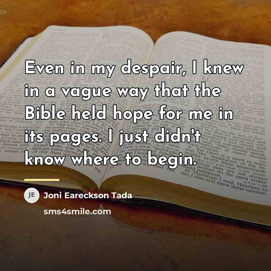 “Even in my despair, I knew in a vague way…” quote by Joni Eareckson Tada