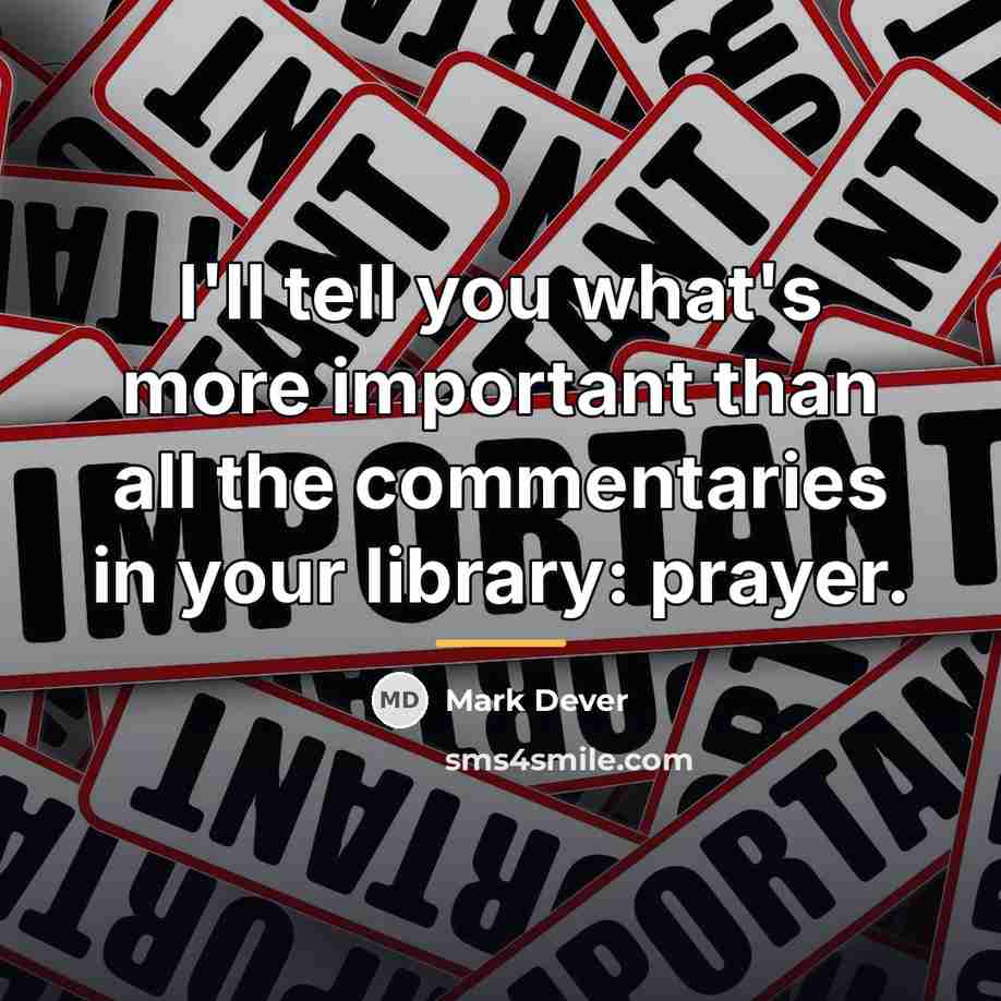 “I'll tell you what's more important than all the commentaries…” quote by Mark Dever