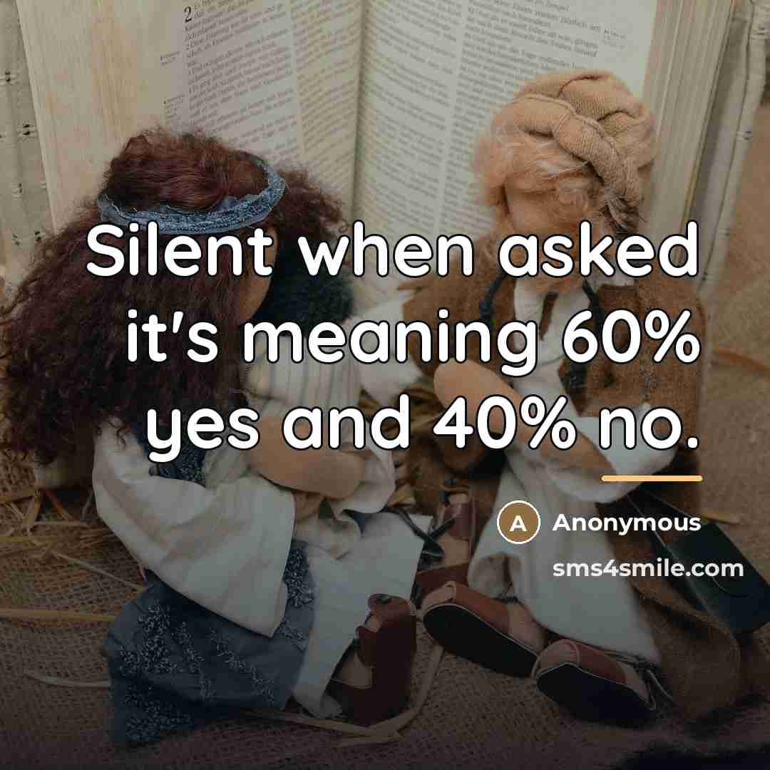“Silent when asked it's meaning 60% yes and 40% no.…” quote by Anonymous