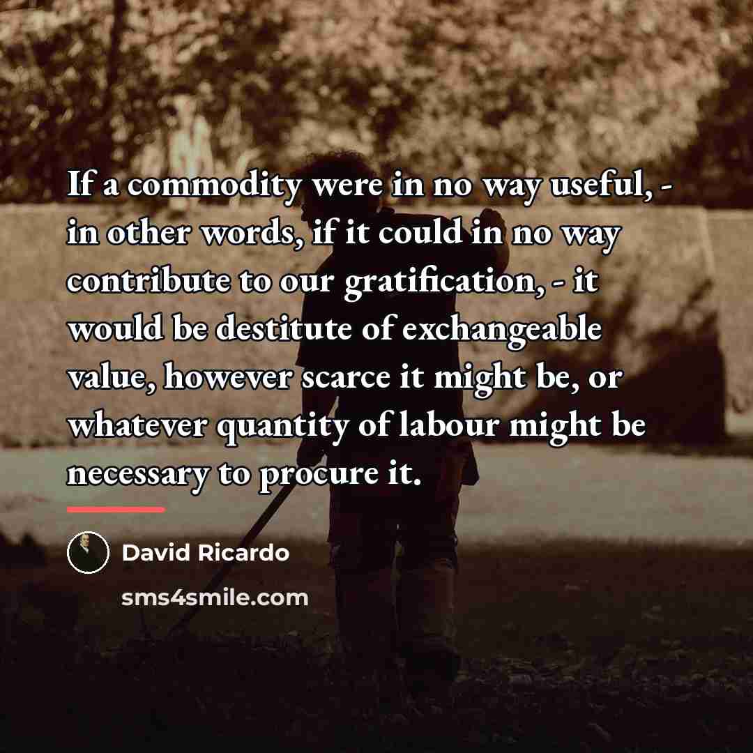 “If a commodity were in no way useful, - in…” quote by David Ricardo