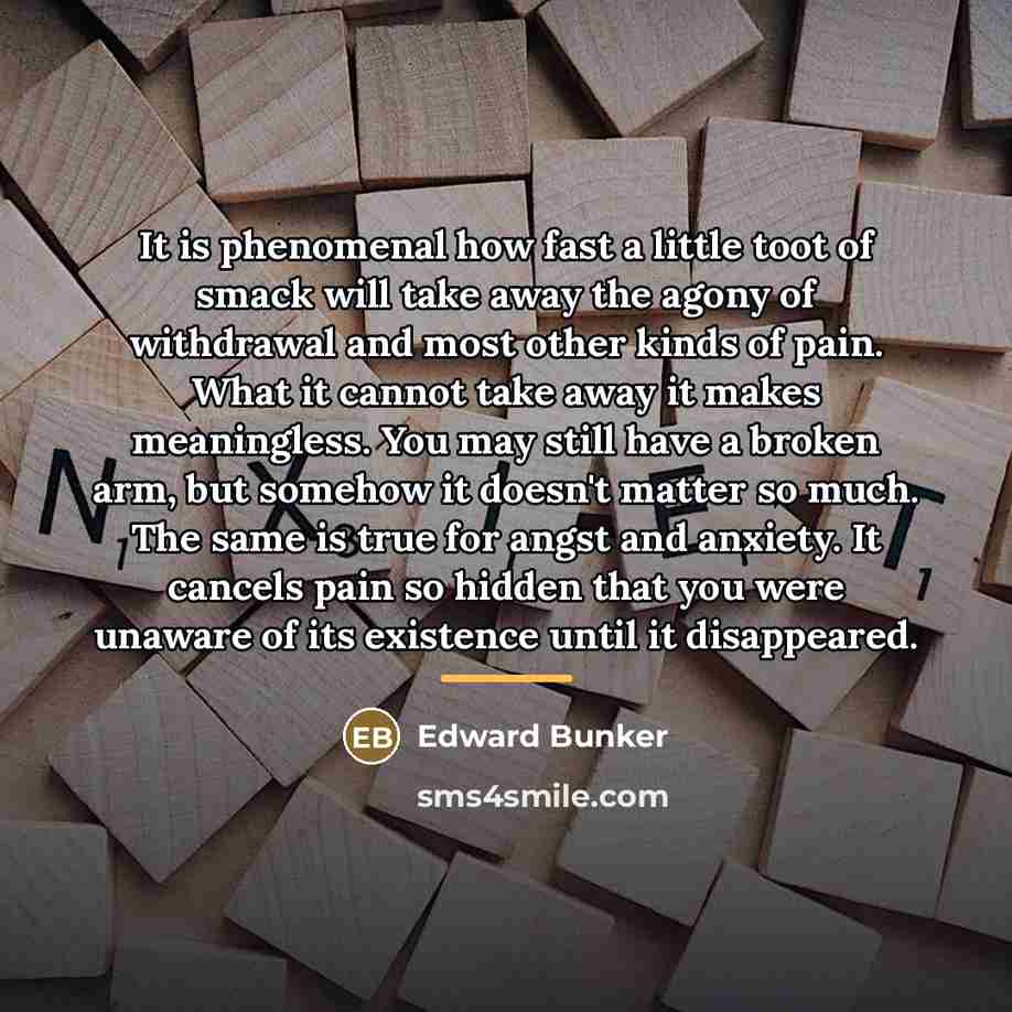 “It is phenomenal how fast a little toot of smack…” quote by Edward Bunker