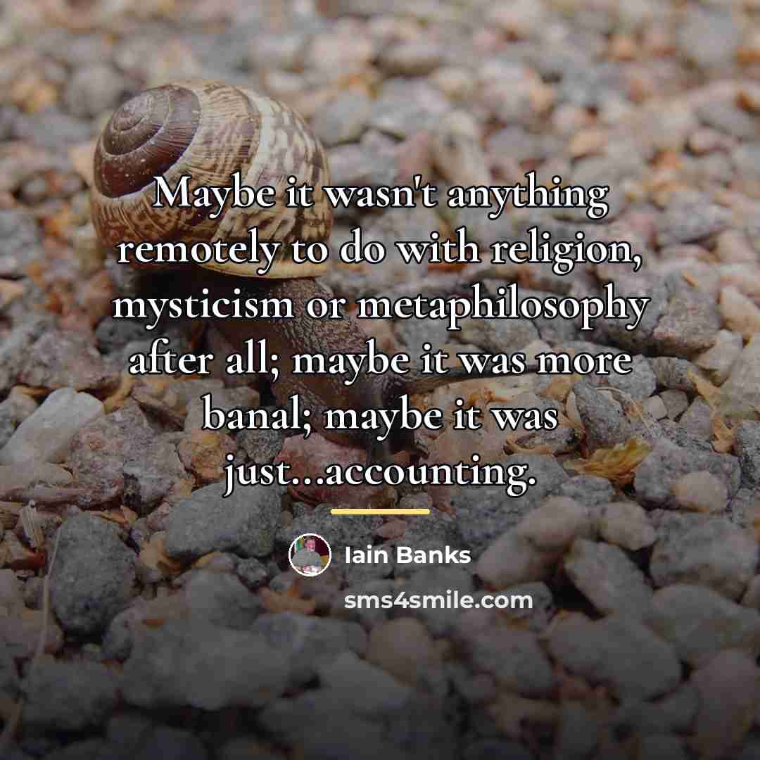 “Maybe it wasn't anything remotely to do with religion, mysticism…” quote by Iain Banks