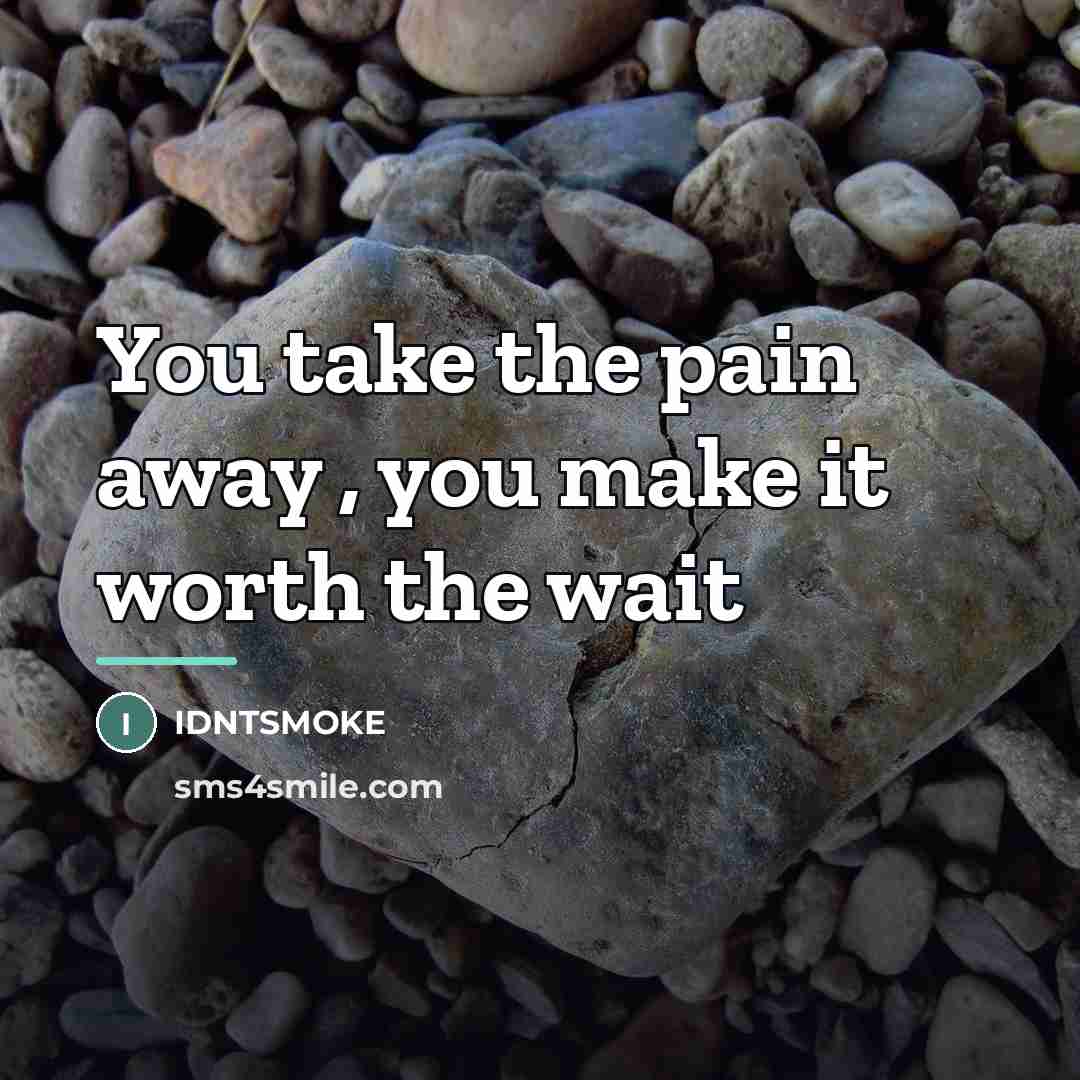 “You take the pain away , you make it worth…” quote by IDNTSMOKE