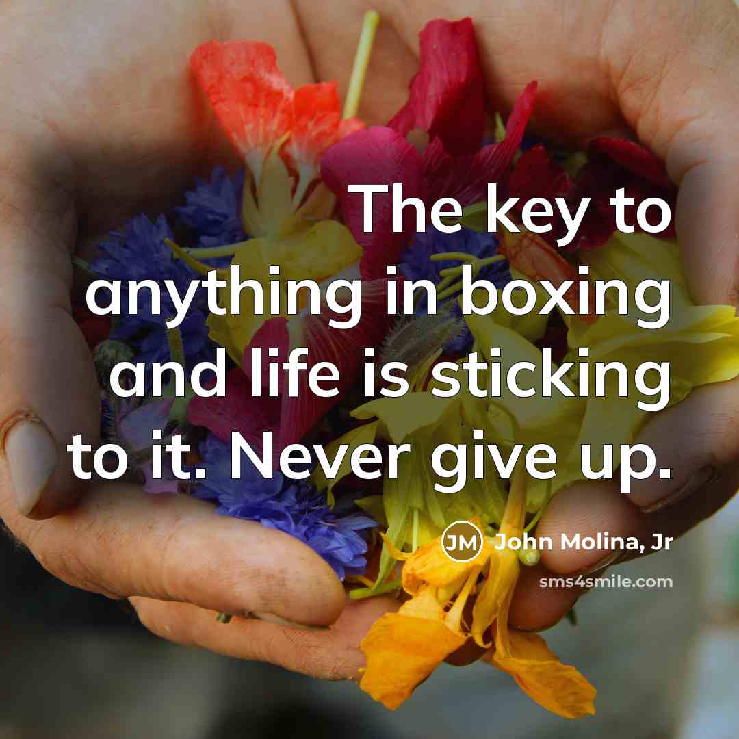 “The key to anything in boxing and life is sticking…” quote by John Molina, Jr