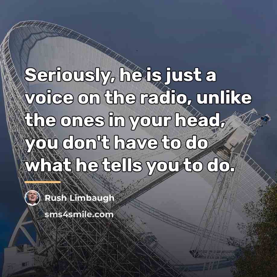 “Seriously, he is just a voice on the radio, unlike…” quote by Rush Limbaugh