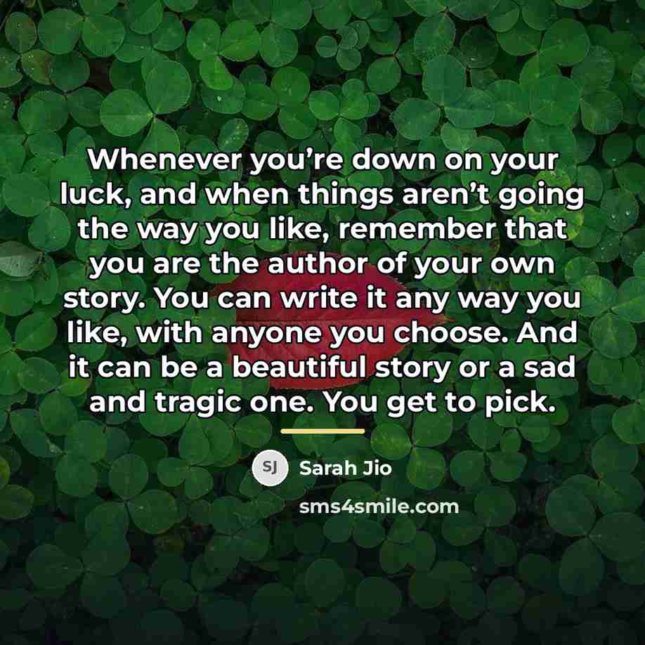 “Whenever you’re down on your luck, and when things aren’t…” quote by Sarah Jio