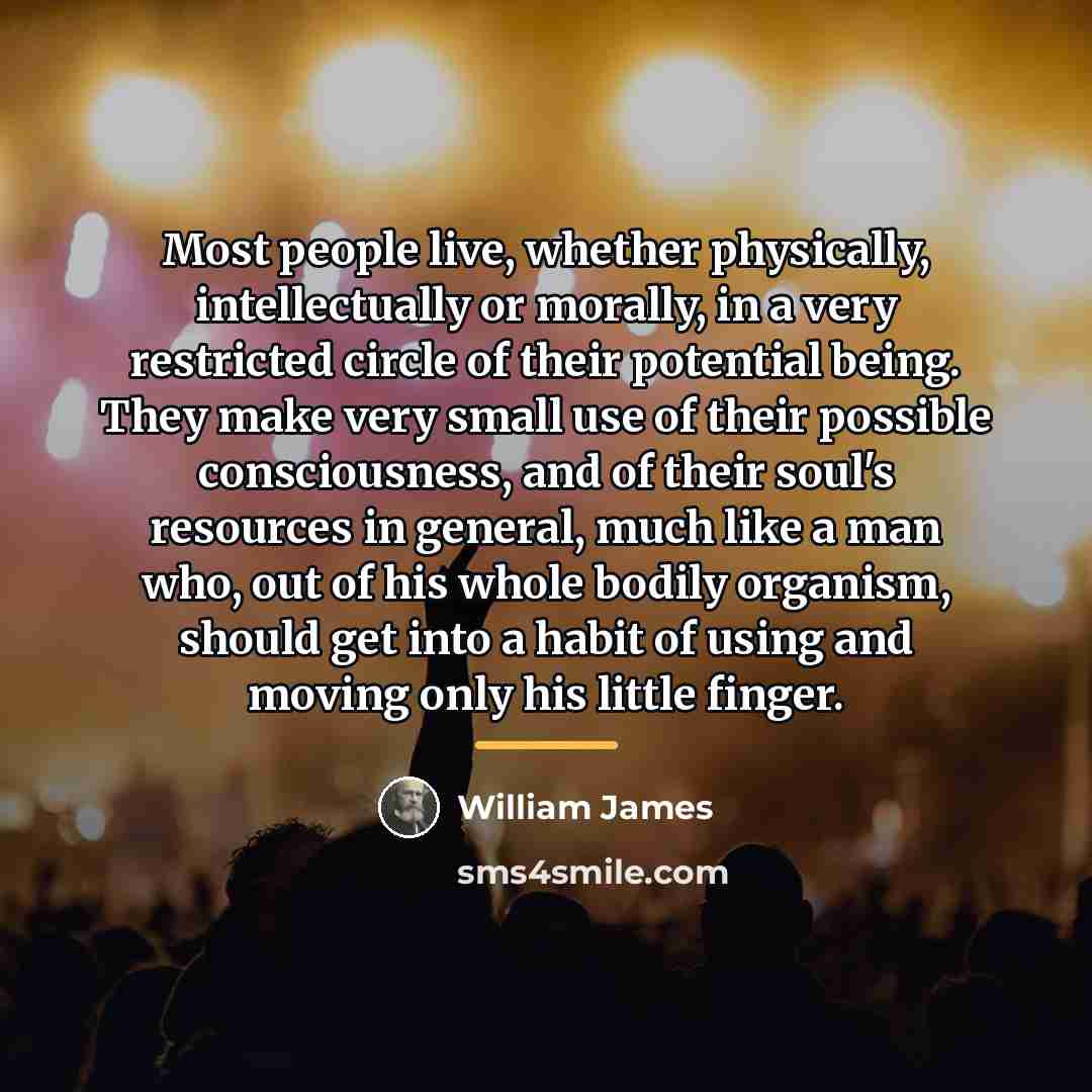 “Most people live, whether physically, intellectually or morally, in a…” quote by William James