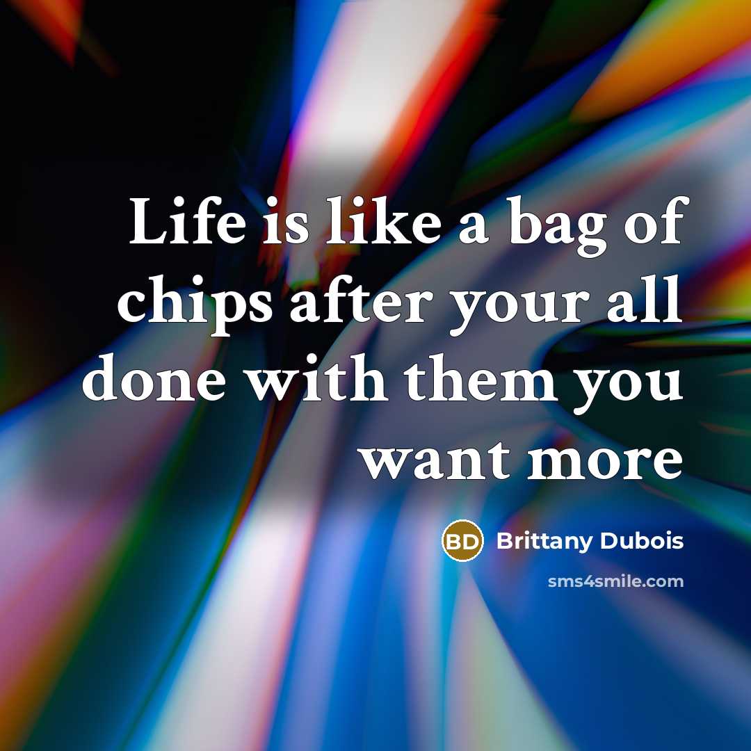 “Life is like a bag of chips after your all done with them you want more” quote by Brittany Dubois