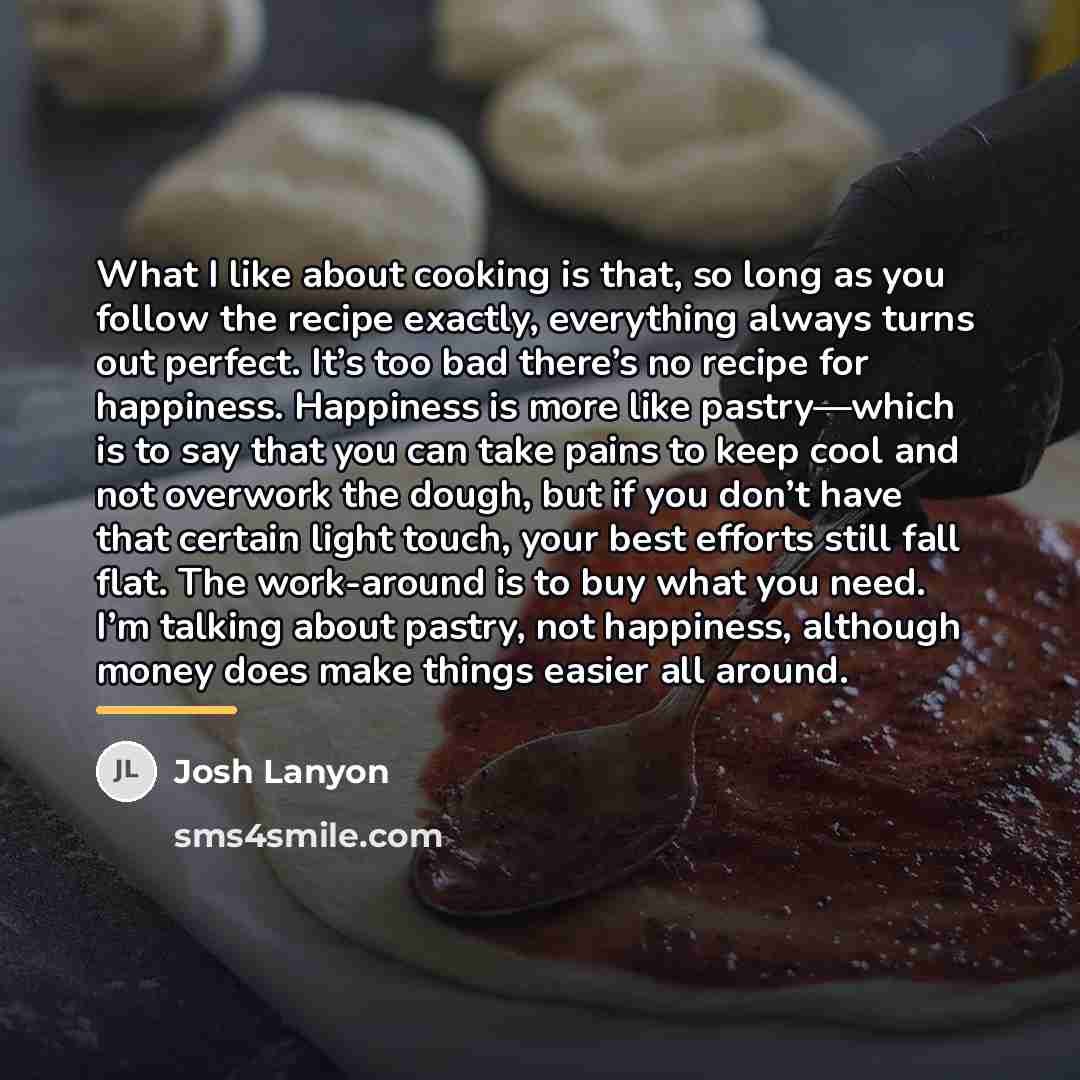 “What I like about cooking is that, so long as…” quote by Josh Lanyon